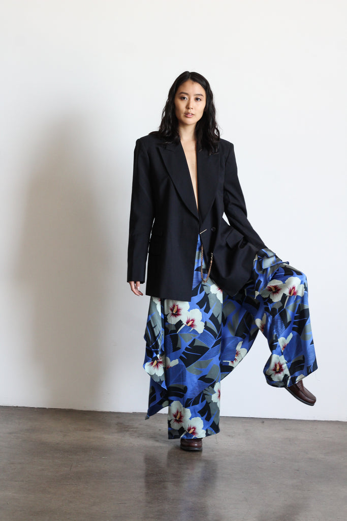 1980's ANNE KLEIN silk floral draped culottes | VINTAGE