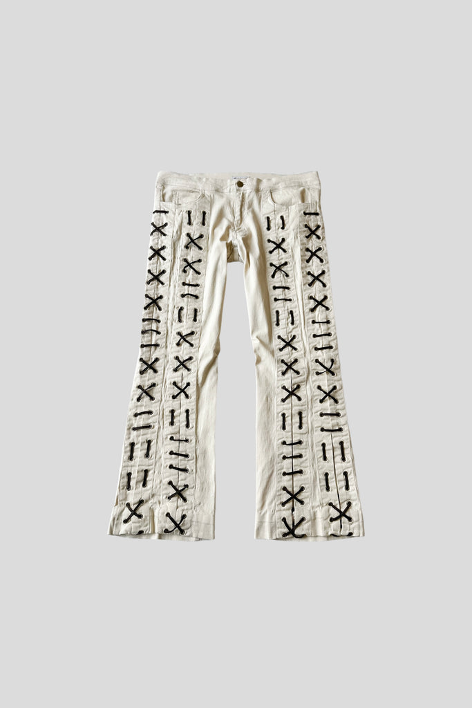 Y2K Sharagano lace-up cropped pants