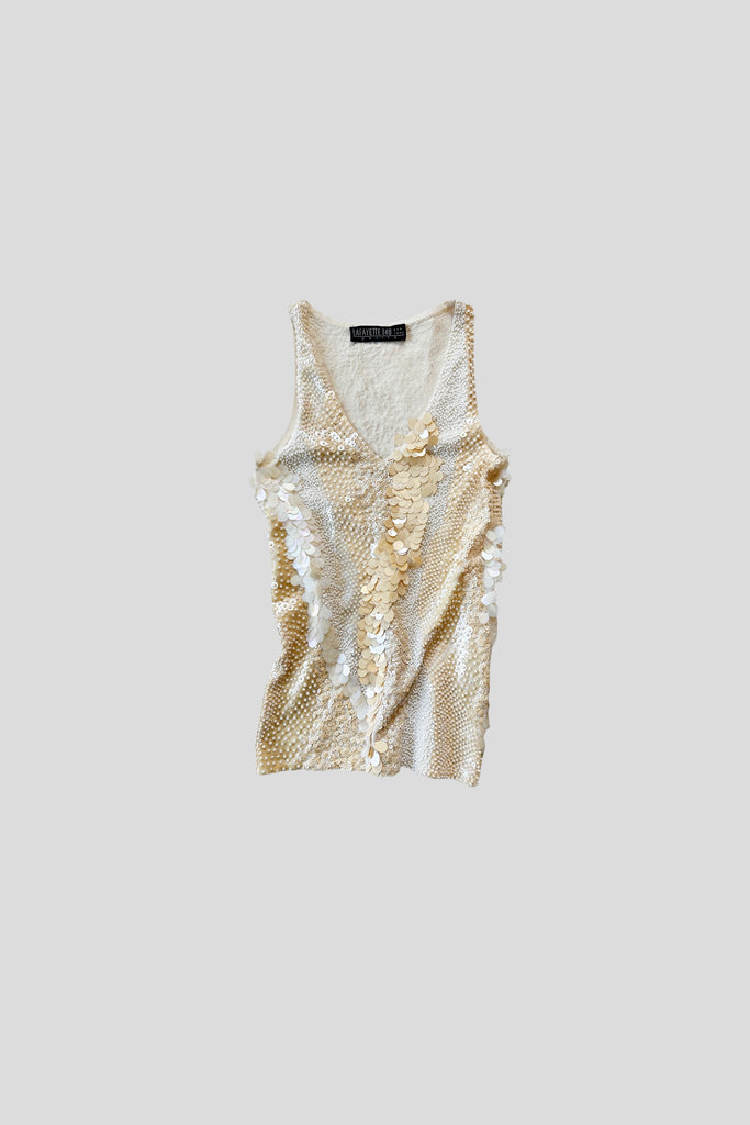 Late 90's/Y2K Lafayette 148 sequined knit tank top