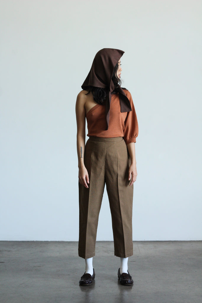 1950's mocha cotton cropped pant | VINTAGE