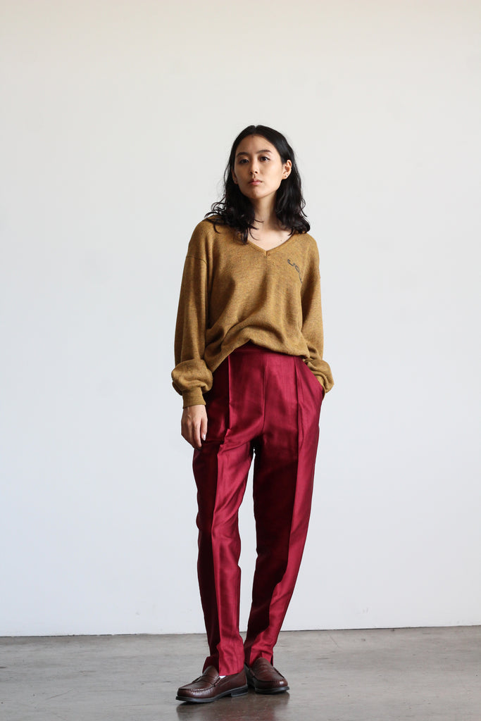 1980's CALLAGHAN raspberry silk trousers | VINTAGE