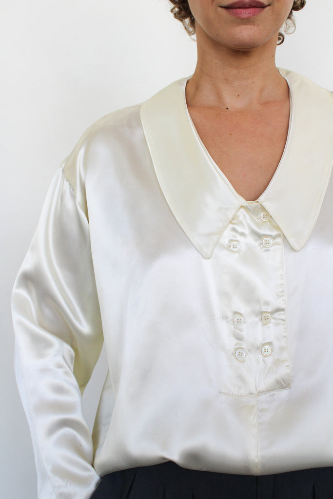 1960's ivory satin blouse | VINTAGE
