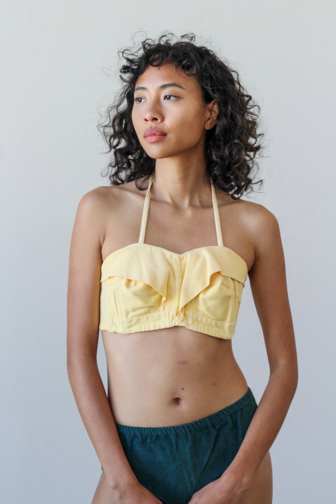 1950’s pale yellow swimsuit top | VINTAGE
