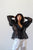 1980's black silk organza balloon sleeve blouse | VINTAGE