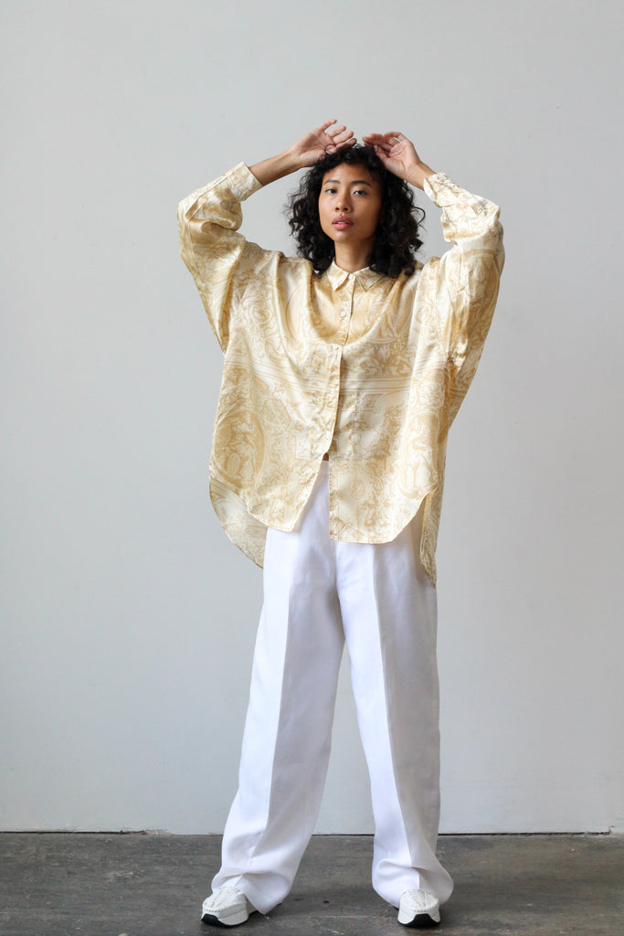 1990’s satin baroque print blouse | VINTAGE