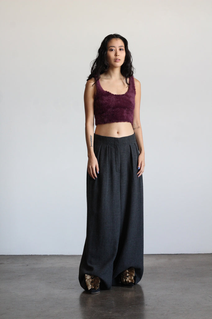 1990's charcoal wide leg trousers | VINTAGE