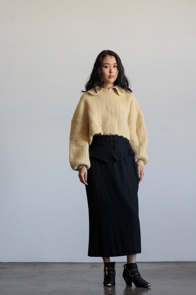 1980's KENZO waist cinch midi skirt | VINTAGE