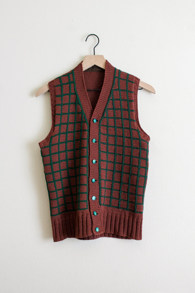1950's plaid wool sweater vest | VINTAGE