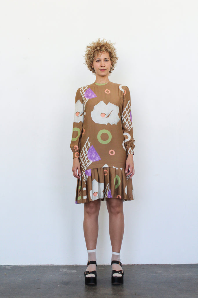 1980's WILLIAM PEARSON abstract print dress | VINTAGE