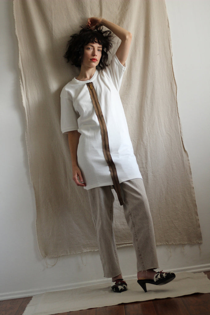 Reworked Vintage Zipper Tunic Tee